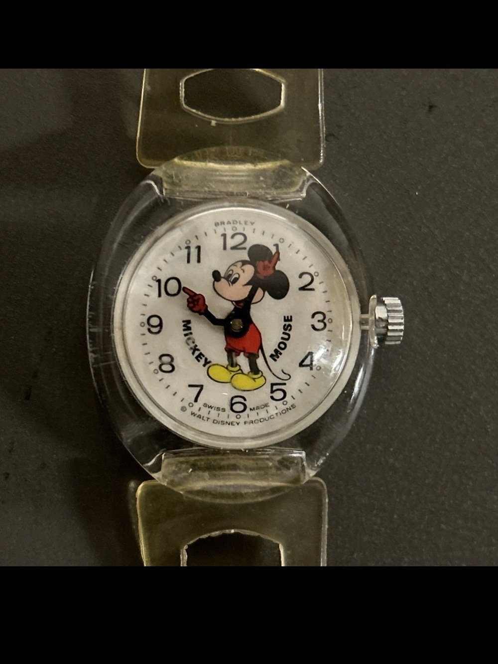 VINTAGE BRADLEY MICKEY MOUSE WATCH SWISS MADE Walt Disney Productions Works